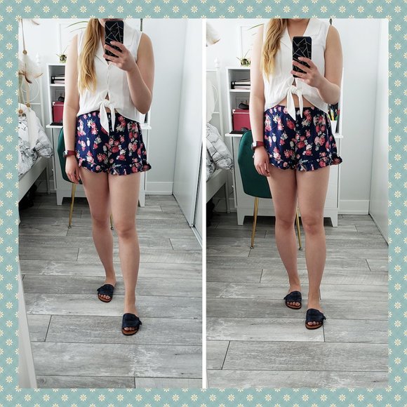 Forever 21 Pants - Forever 21 Navy Floral Shorts